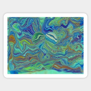 Tie Dye Ripples - Psychedelic Art, heart tie dye, deep sea Sticker